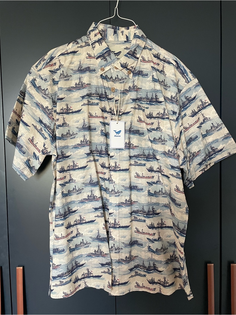 Hawaiian Shirt with Battle ship pattern (Yiume Brand)